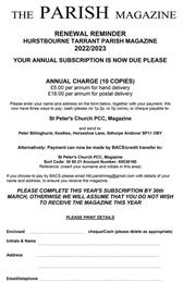 The Parish Magazine Subscription Renewal Reminder