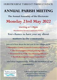 Annual Parish Meeting of the Electorate - Monday 23rd May 2022 @ 7.30pm