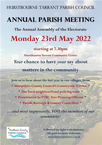  - Annual Parish Meeting of the Electorate - Monday 23rd May 2022 @ 7.30pm